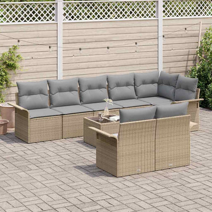 Trädgårdsoffset med lagring 9 pcs Beige konstrotting