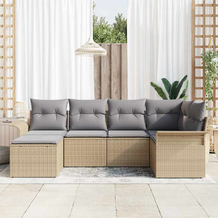 Trädgårdsoffset 6 st Beige konstrotting