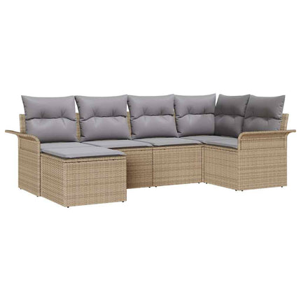 Trädgårdsoffset med lagring 6 pcs Beige konstrotting