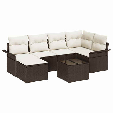 Trädgårdsoffset med lagring 7 pcs Brun konstrotting