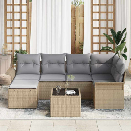 Trädgårdsoffset 7 st Beige konstrotting