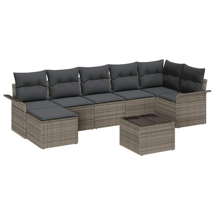 Trädgårdsoffset med kudde med lagring 8 pcs Grå Poly rattan