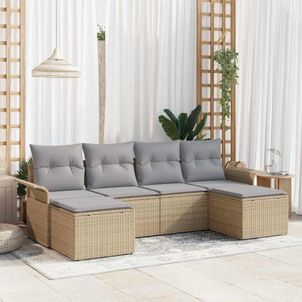 Trädgårdsoffset med lagring 6 pcs Beige konstrotting