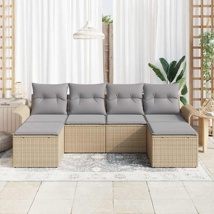 Trädgårdsoffset med lagring 6 pcs Beige konstrotting