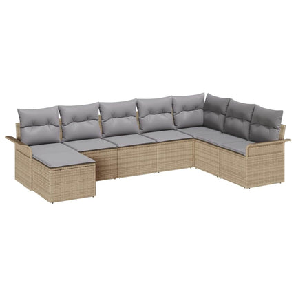 Trädgårdsoffset med kudde med lagring 8 pcs Beige Poly rattan