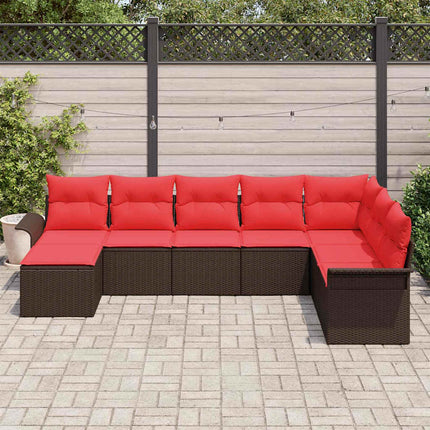 Trädgårdsoffset med kudde med lagring 8 pcs Beige Poly rattan
