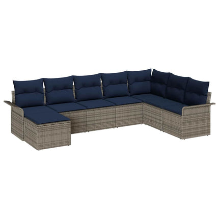 Trädgårdsoffset med kudde med lagring 8 pcs Ljusgrå Poly rattan