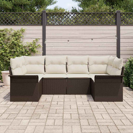 Trädgårdsoffset med lagring 6 pcs Brun Poly rattan