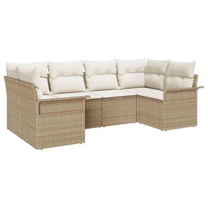 Trädgårdsoffset med lagring 6 pcs Beige Poly rattan