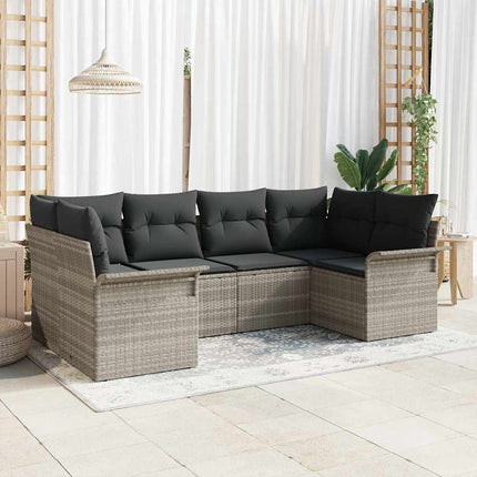 Trädgårdsoffset med lagring 6 pcs Ljusgrå Poly rattan