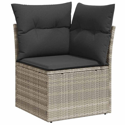 Trädgårdsoffset med lagring 6 pcs Ljusgrå Poly rattan