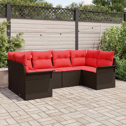 Trädgårdsoffset med lagring 6 pcs Brun Poly rattan