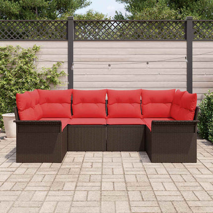 Trädgårdsoffset med lagring 6 pcs Brun Poly rattan