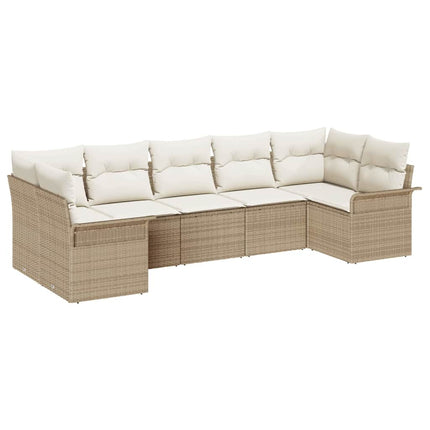 Trädgårdsoffset 7 st Beige Poly rattan