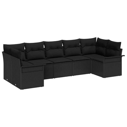 Trädgårdsoffset 7 st Svart Poly rattan