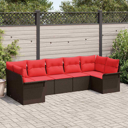 Trädgårdsoffset med lagring 7 pcs Brun Poly rattan