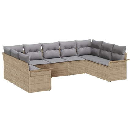 Trädgårdsoffset med lagring 9 pcs Beige konstrotting