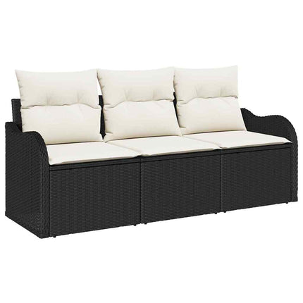 Trädgårdsoffset med lagring 3 pcs Svart Poly rattan