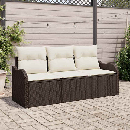 Trädgårdsoffset med lagring 3 pcs Brun Poly rattan