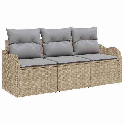 Trädgårdsoffset 3 st Beige Poly rattan