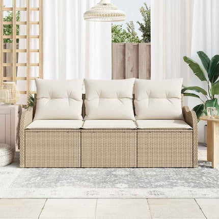 Trädgårdsoffset med lagring 3 pcs Beige Poly rattan