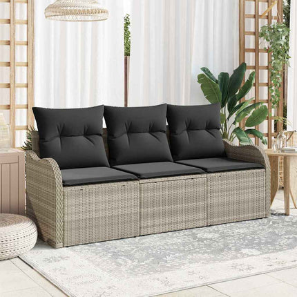Trädgårdsoffset 3 st Ljusgrå Poly rattan