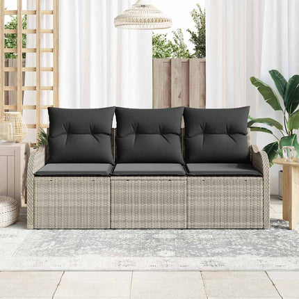 Trädgårdsoffset med lagring 3 pcs Ljusgrå Poly rattan