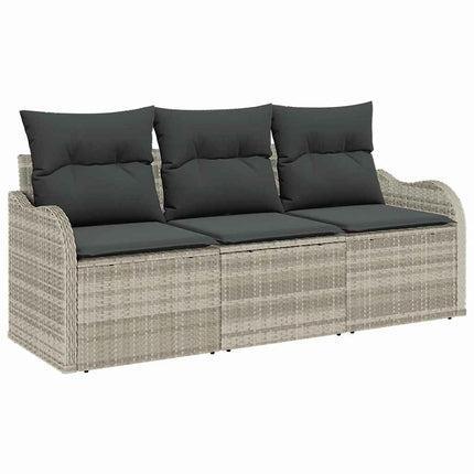 Trädgårdsoffset med lagring 3 pcs Ljusgrå Poly rattan