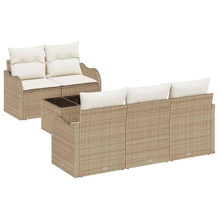 Trädgårdsoffset med kudde med kudde 6 pcs Beige och gräddfärgad