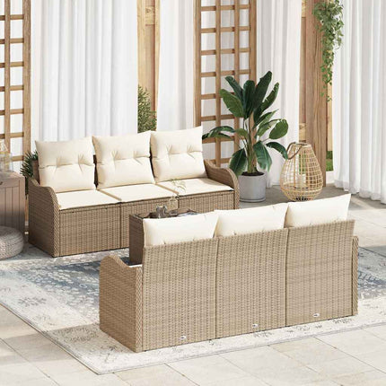 Trädgårdsoffset med kudde med kudde 7 pcs Beige och gräddfärgad