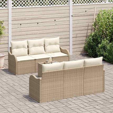 Trädgårdsoffset med kudde med kudde 7 pcs Beige och gräddfärgad