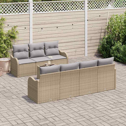 Trädgårdsoffset med kudde med lagring 8 pcs Beige och Grå