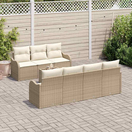 Trädgårdsoffset med kudde med kudde 8 pcs Beige och gräddfärgad
