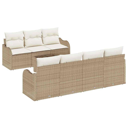Trädgårdsoffset med kudde med kudde 8 pcs Beige och gräddfärgad