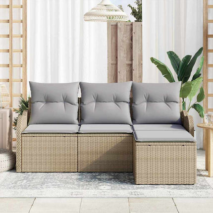 Trädgårdsoffset med lagring 4 pcs Beige konstrotting