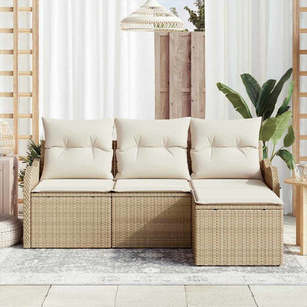 Trädgårdsoffset med lagring 4 pcs Beige konstrotting