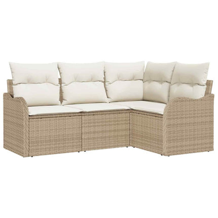 Trädgårdsoffset med lagring 4 pcs Beige konstrotting