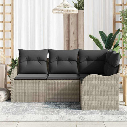 Trädgårdsoffset med lagring 4 pcs Ljusgrå konstrotting