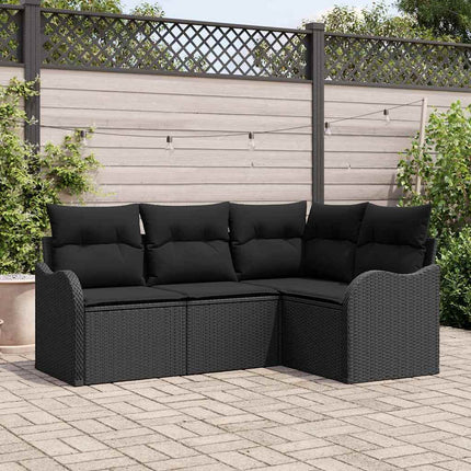 Trädgårdsoffset med lagring 4 pcs Svart konstrotting