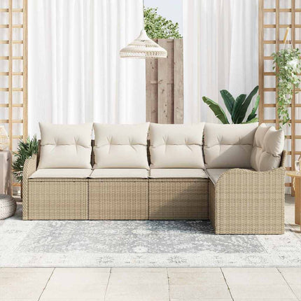 Trädgårdsoffset med lagring 5 pcs Beige konstrotting