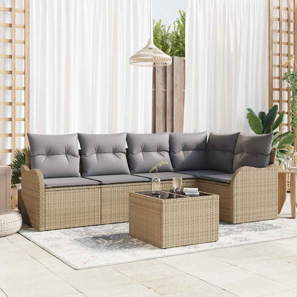 Trädgårdsoffset med lagring 6 pcs Beige konstrotting