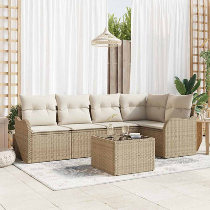 Trädgårdsoffset med lagring 6 pcs Beige konstrotting