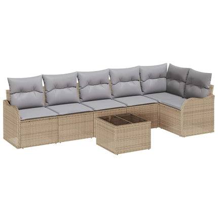 Trädgårdsoffset med kudde med lagring 7 pcs Svart Poly rattan