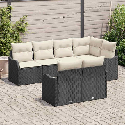 Trädgårdsoffset 7 st Svart Poly rattan