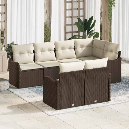 Trädgårdsoffset med lagring 7 pcs Brun Poly rattan