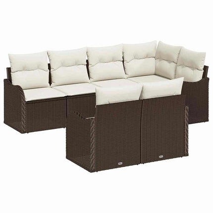 Trädgårdsoffset 7 st Brun Poly rattan