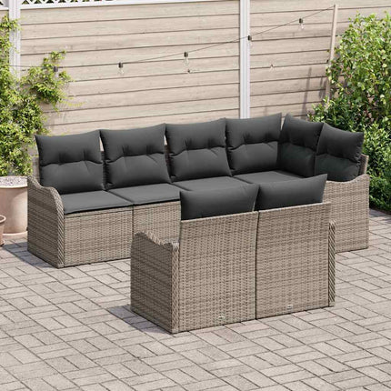 Trädgårdsoffset 7 st Grå Poly rattan