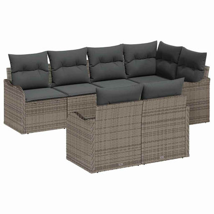 Trädgårdsoffset med lagring 7 pcs Grå Poly rattan