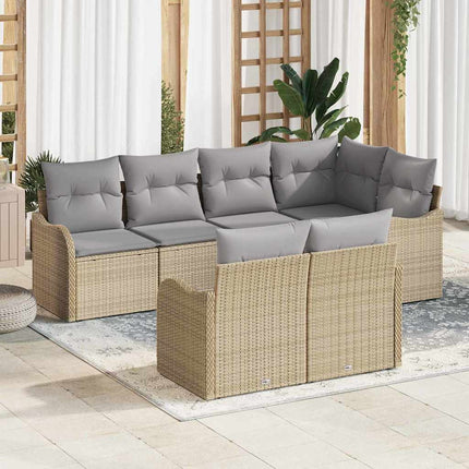 Trädgårdsoffset med lagring 7 pcs Beige Poly rattan