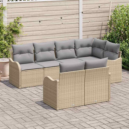 Trädgårdsoffset med lagring 7 pcs Beige Poly rattan